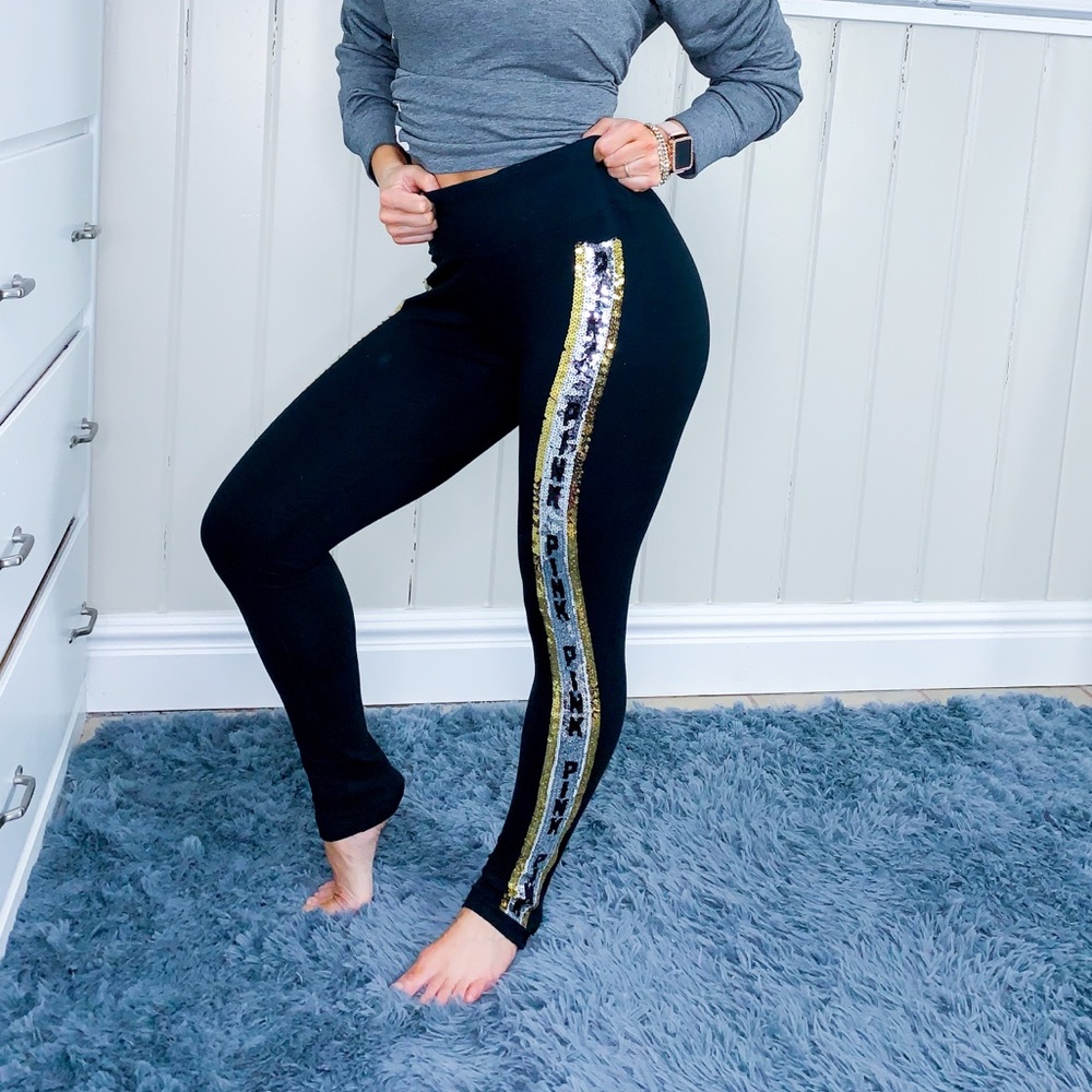 Victoria’s Secret Pink Bling Cotton Leggings M